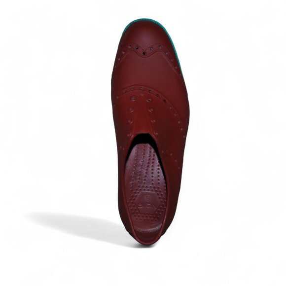 Biion Spikeless Rubber Wingtip Slip-on Golf Shoes Men's 8 Women's 10 Burgundy - Picture 10 of 11